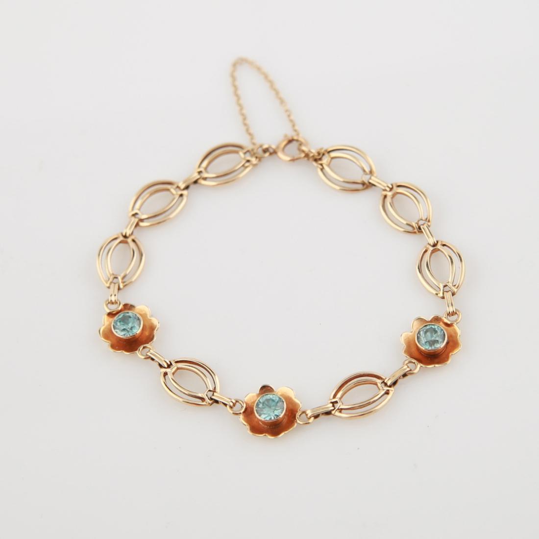 14kt 1940s Blue Zircon Bracelet (1 of 3)
