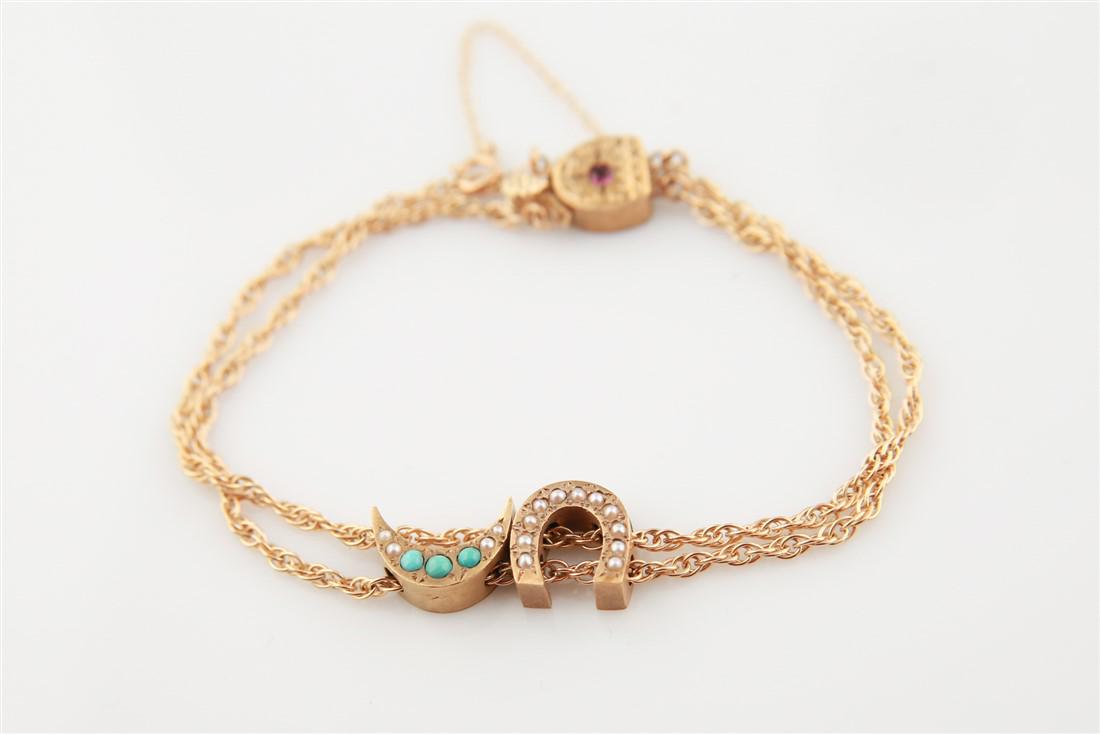 14kt Slide Bracelet with Charms (1 of 2)