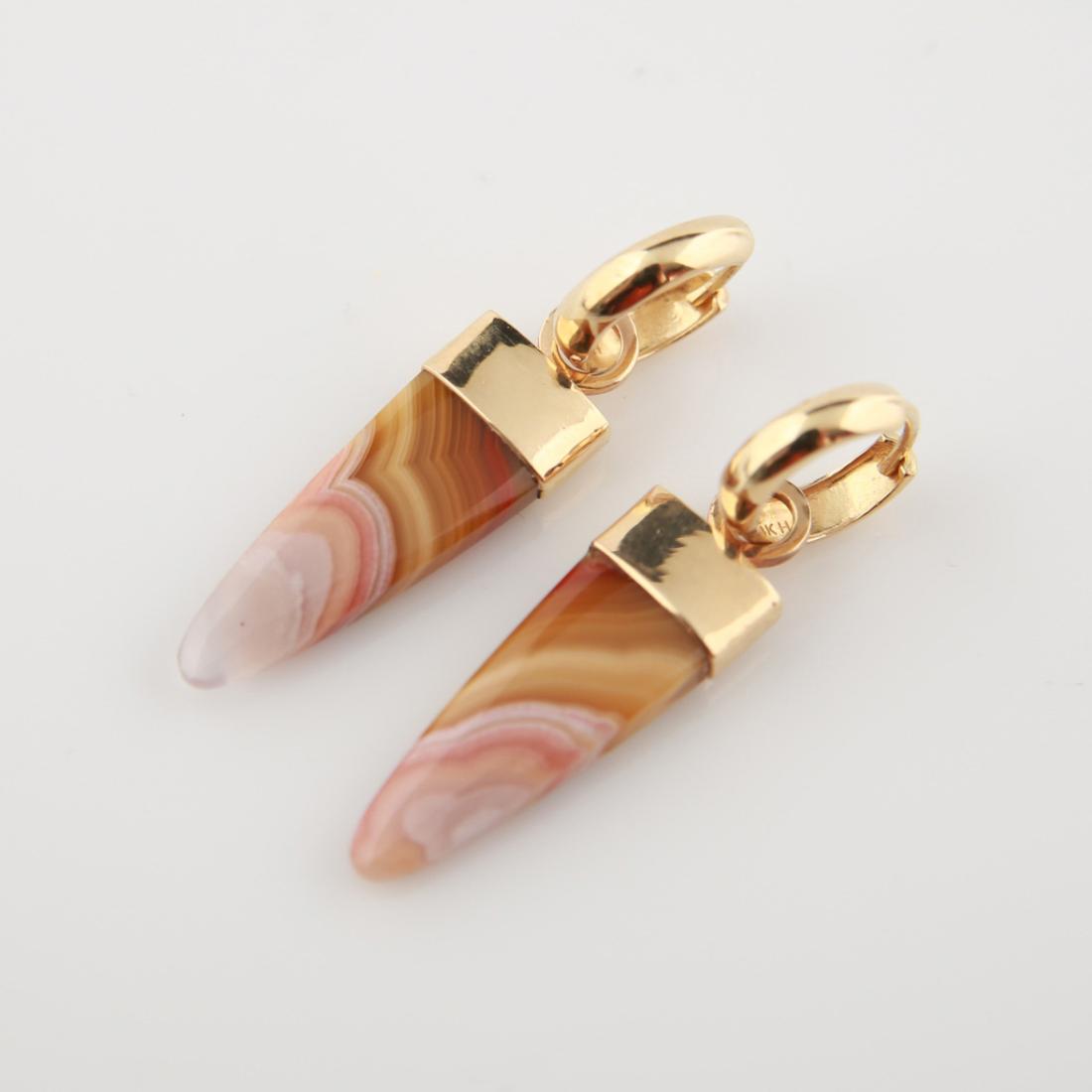 14kt Yellow Gold, Agate Artist Made Earrings (1 of 2)