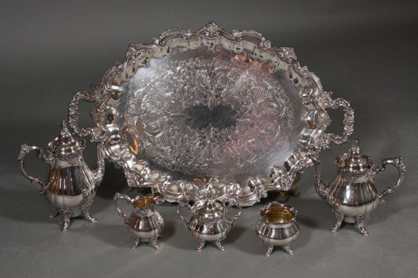 Wallace Silver Plated Tea Service in the Baroque P