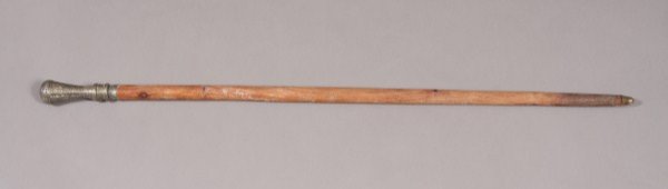 Silver Plated & Fruitwood Walking Stick, Middle Ea