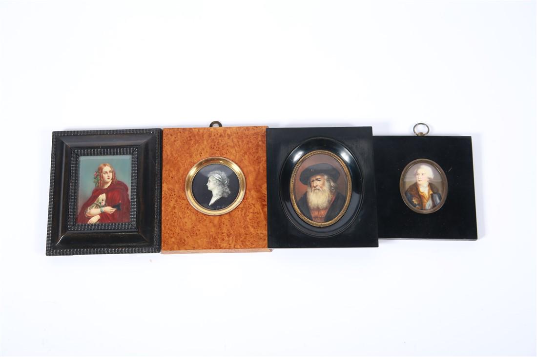 Collection of Four Framed Miniature Portraits (1 of 2)