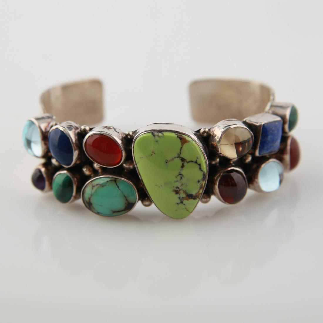 Nakai, Sterling Silver Turquoise Stone Bracelet (1 of 6)