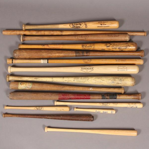 Group of 10+ Store Model and Mini Baseball Bats: Store models of Norm Cash (nice condition), Ted Kluszewski, Ernie Banks and more.