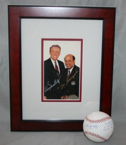 Ralph Kiner Autographed Baseball with Signed Vin S: Autographed baseball inscribed "Ralph Kiner HOF 75", "To Jeff One (1) of baseball's biggest fans". Kiner played for the NL and was announcer for the New York Mets since the team's inception. Autograph