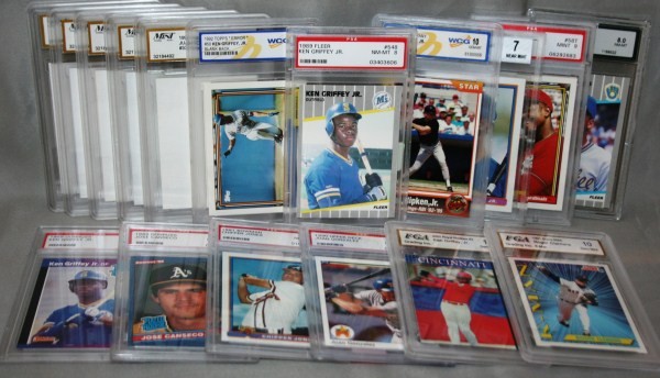 Collection of Baseball Cards from the 1980's & 90': 35 Cards including 10 mint Error cards. Others include 1995 Star Company #91 Cal Ripken, Jr. Mint, 1989 Fleer Ken Griffey, Jr. NM/ Mint, and 1991 Bowman #246 Ken Griffey, Jr. NM.