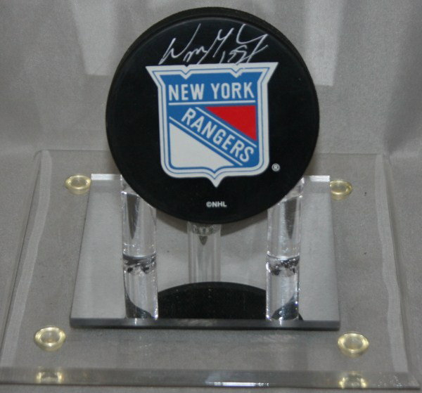 Wayne Gretzky Autographed Hockey Puck: New York Rangers autographed hockey puck.