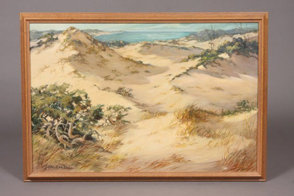 Elsa Goodman, American, 20th C. Michigan Sand Dunes: Signed lower left. Dimensions: 23" x 35". Condition: Minor paint loss bottom center.