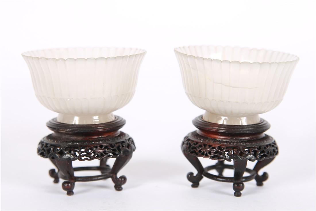 Pair of Chinese Carved Chrysanthemum Bowls (1 of 4)