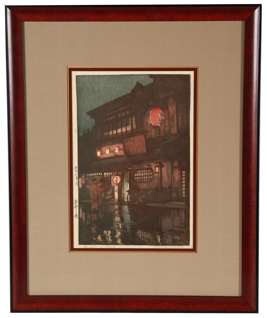 Hiroshi Yoshida, "Night in Kyoto" Woodblock (1 of 7)