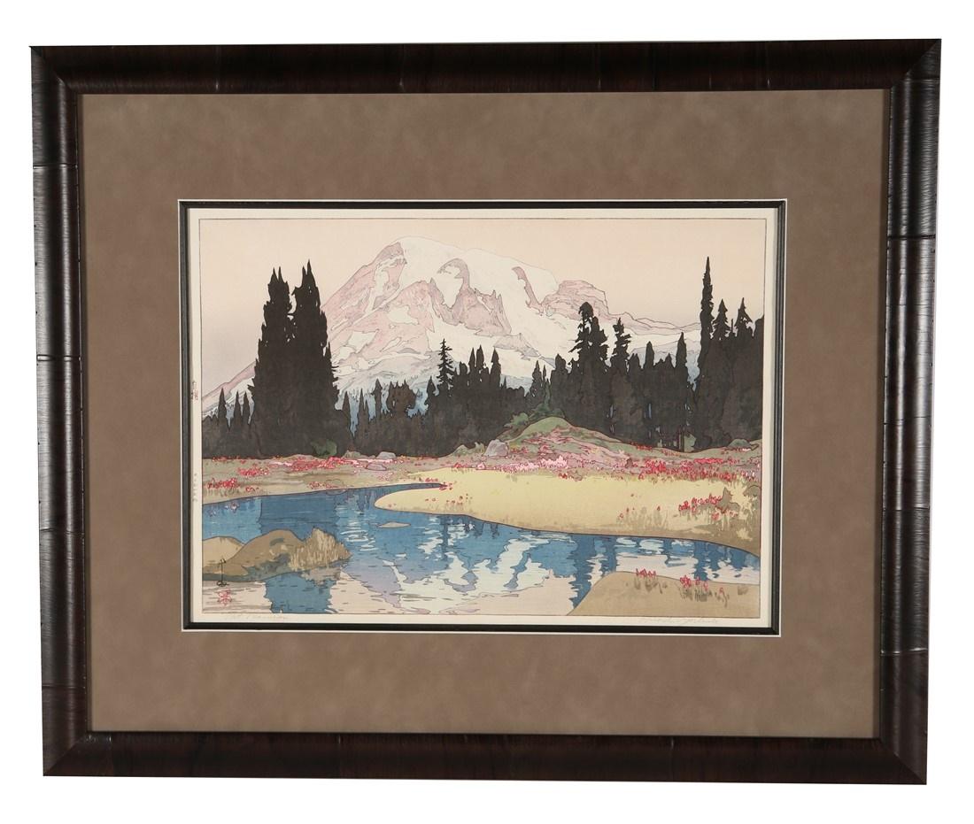 Hiroshi Yoshida, "Mt. Rainier" Woodblock Print (1 of 6)