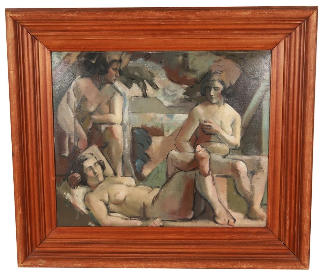 "Three Bathers" Oil on Panel (1 of 4)
