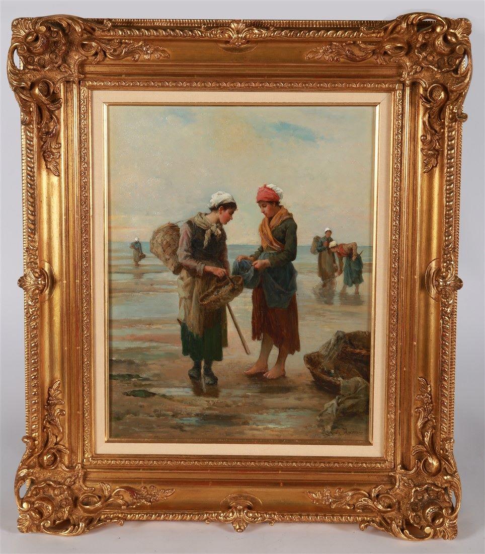 Auguste Henri Musin (Belgian), "Clam Gatherers" (1 of 4)