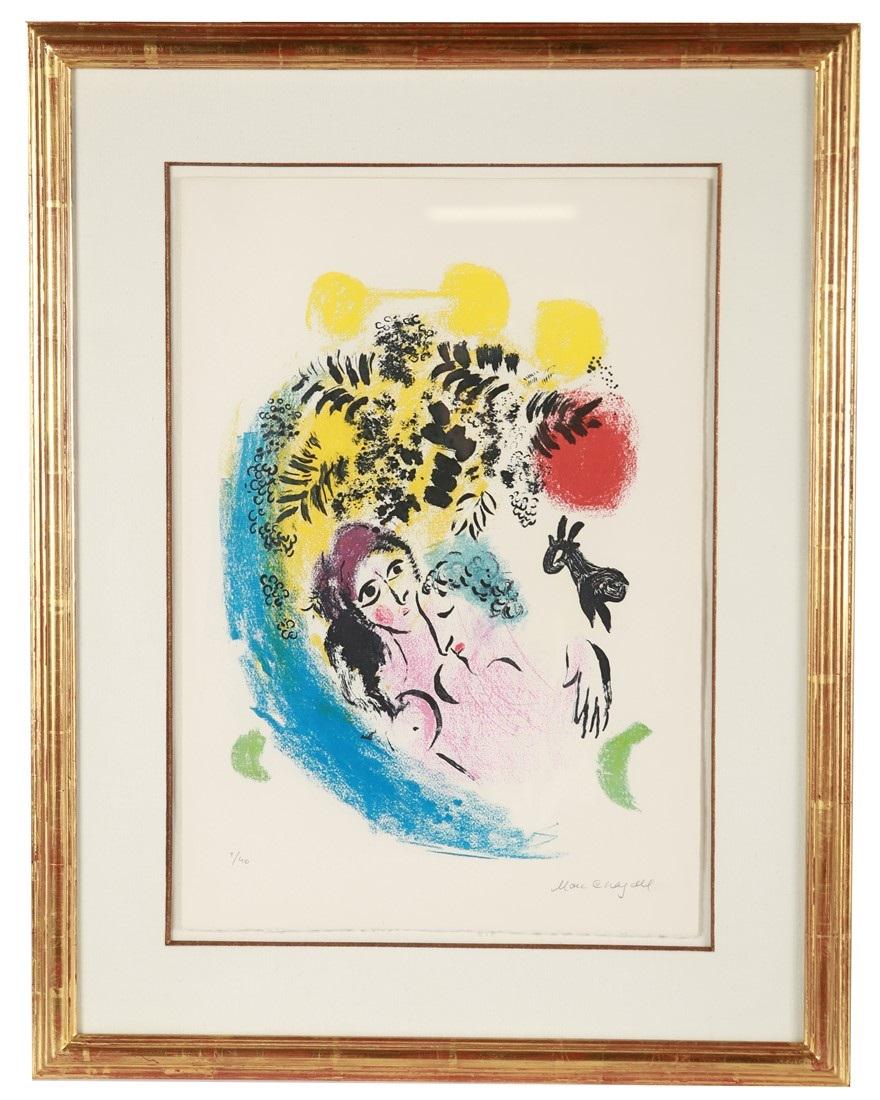 Marc Chagall, "Lovers with Red Sun" Signed Litho (1 of 5)