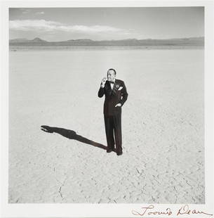 Loomis Dean, "Noel Coward ... " Photograph: Loomis Dean (American, 1917-2005). "Noel Coward in the Noonday Sun, Las Vegas, 1955". Photograph; black and white silver print. Printed from the original negative in 1986. Sight: 10" x 10". Image: 9"