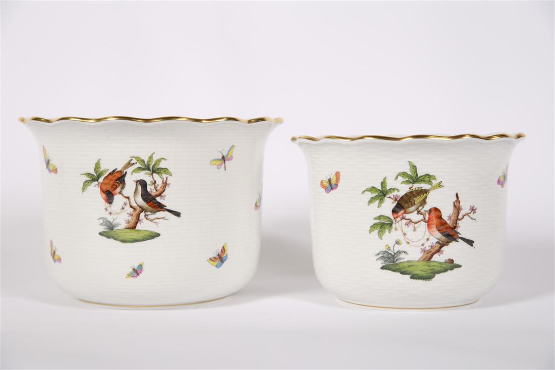 Herend, "Rothschild Bird" Pair of Cachepots (1 of 6)