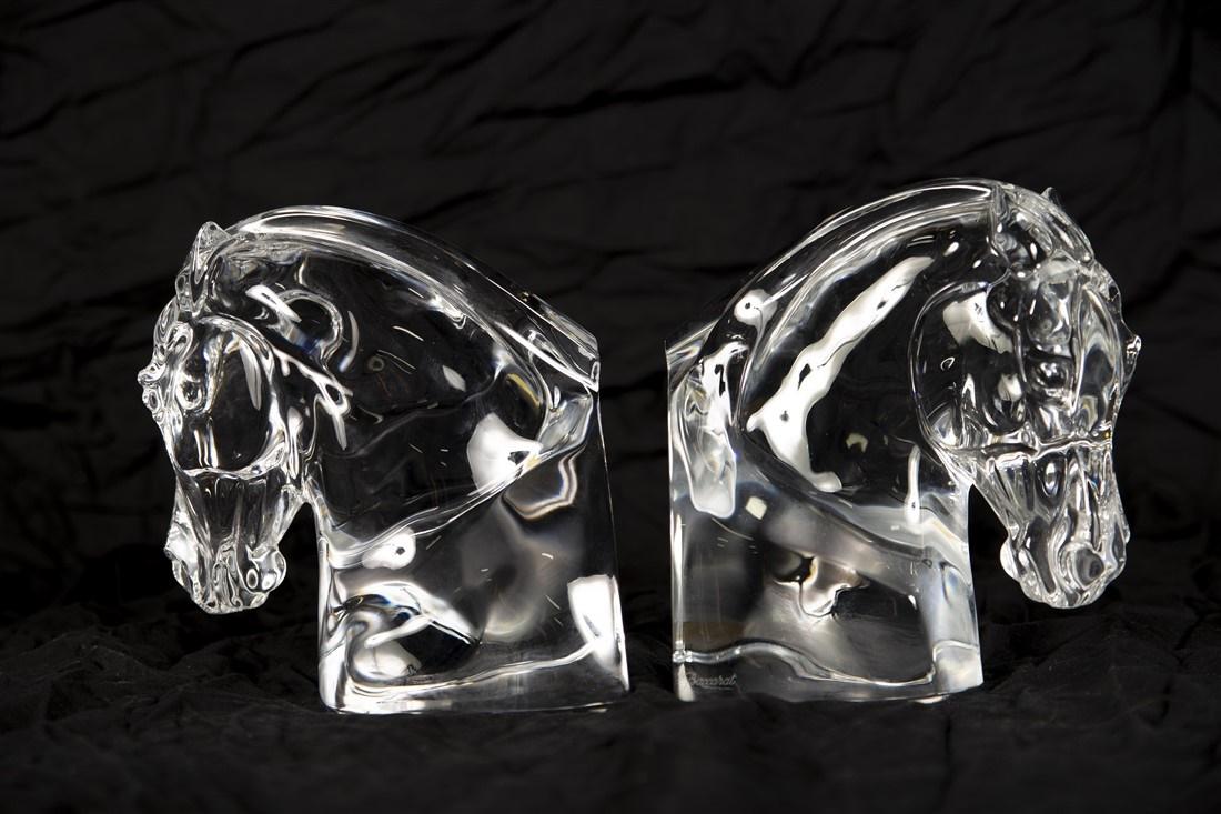Baccarat, Pair of Crystal Horse Head Bookends (1 of 6)