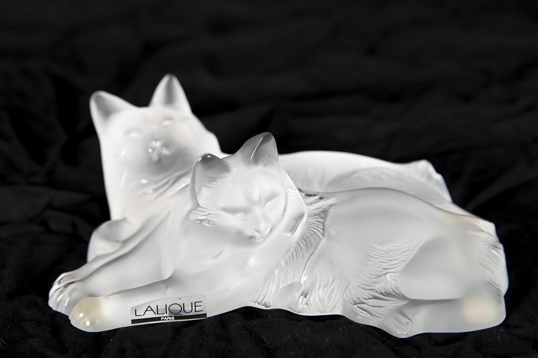 Lalique, "Happy and Heggie" Crystal Cats (1 of 5)