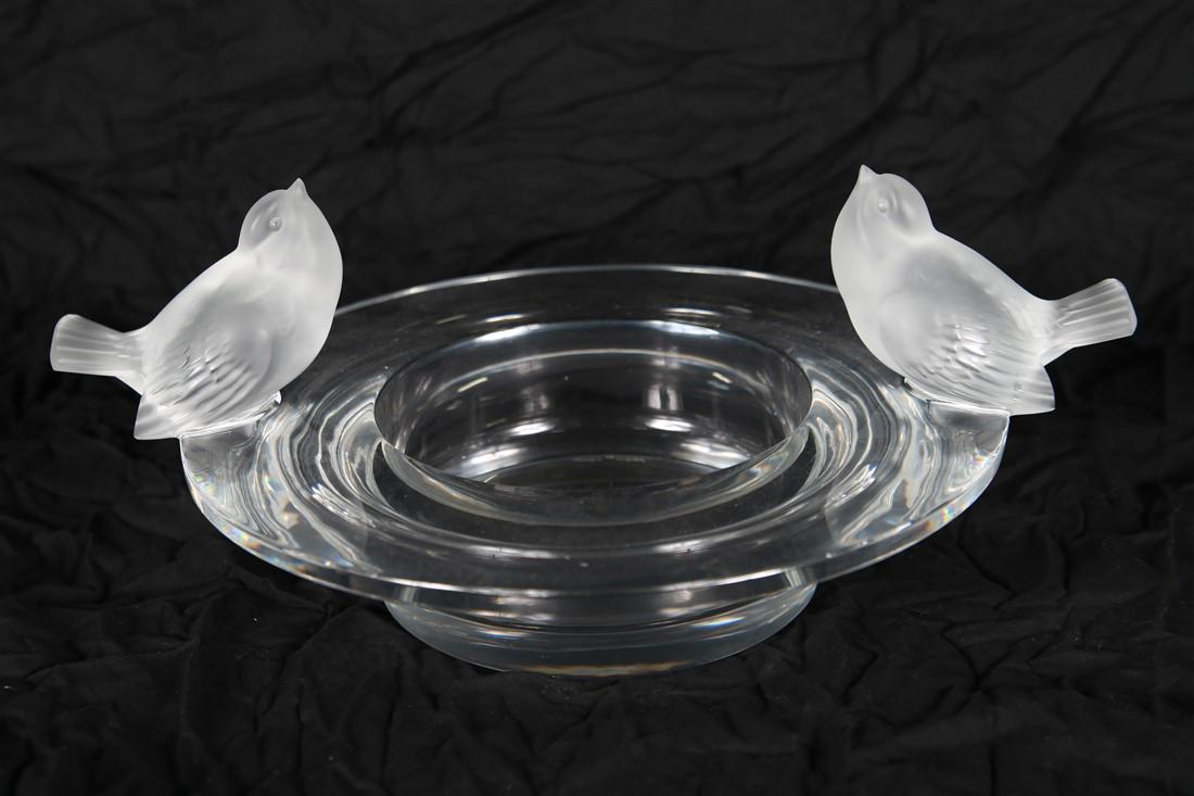 LALIQUE 波模様 クリスタル皿 Vintage 1960 Lalique Clear Crystal Thistle Pattern Art Deco
