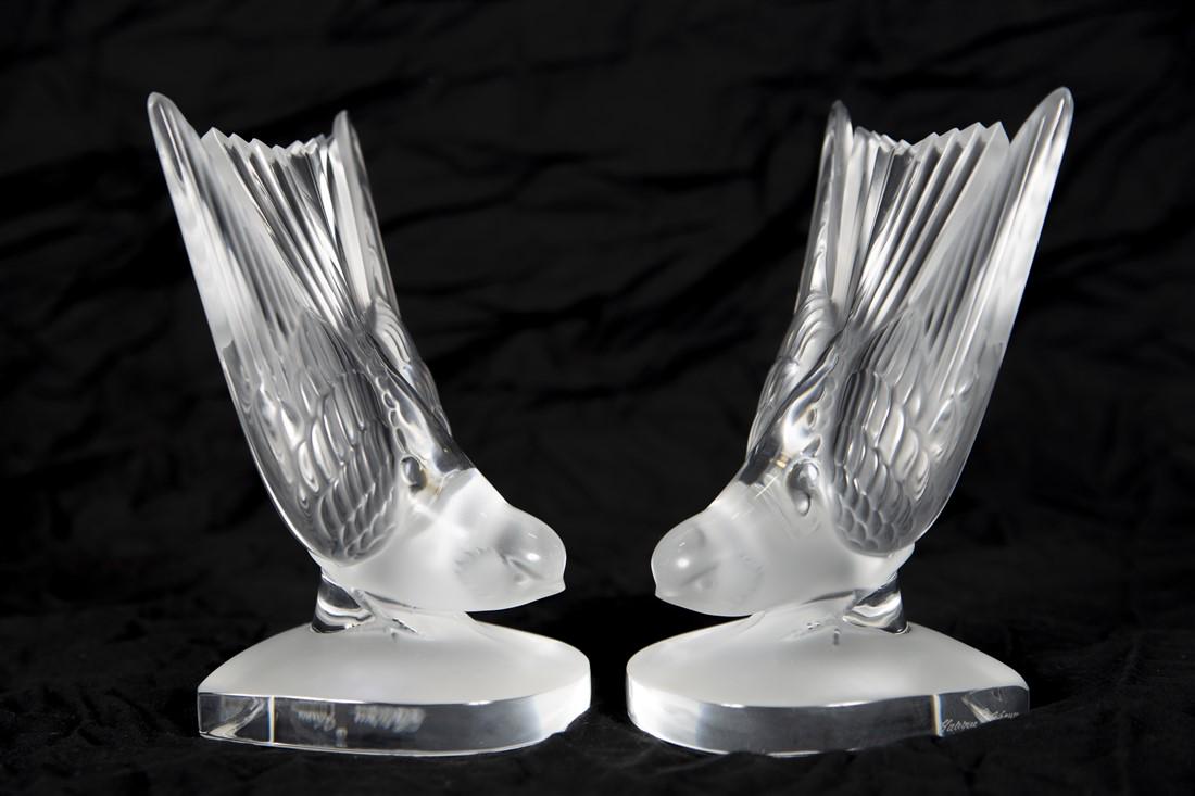 Lalique, Pair of "Hirondelle" Bird Bookends (1 of 6)