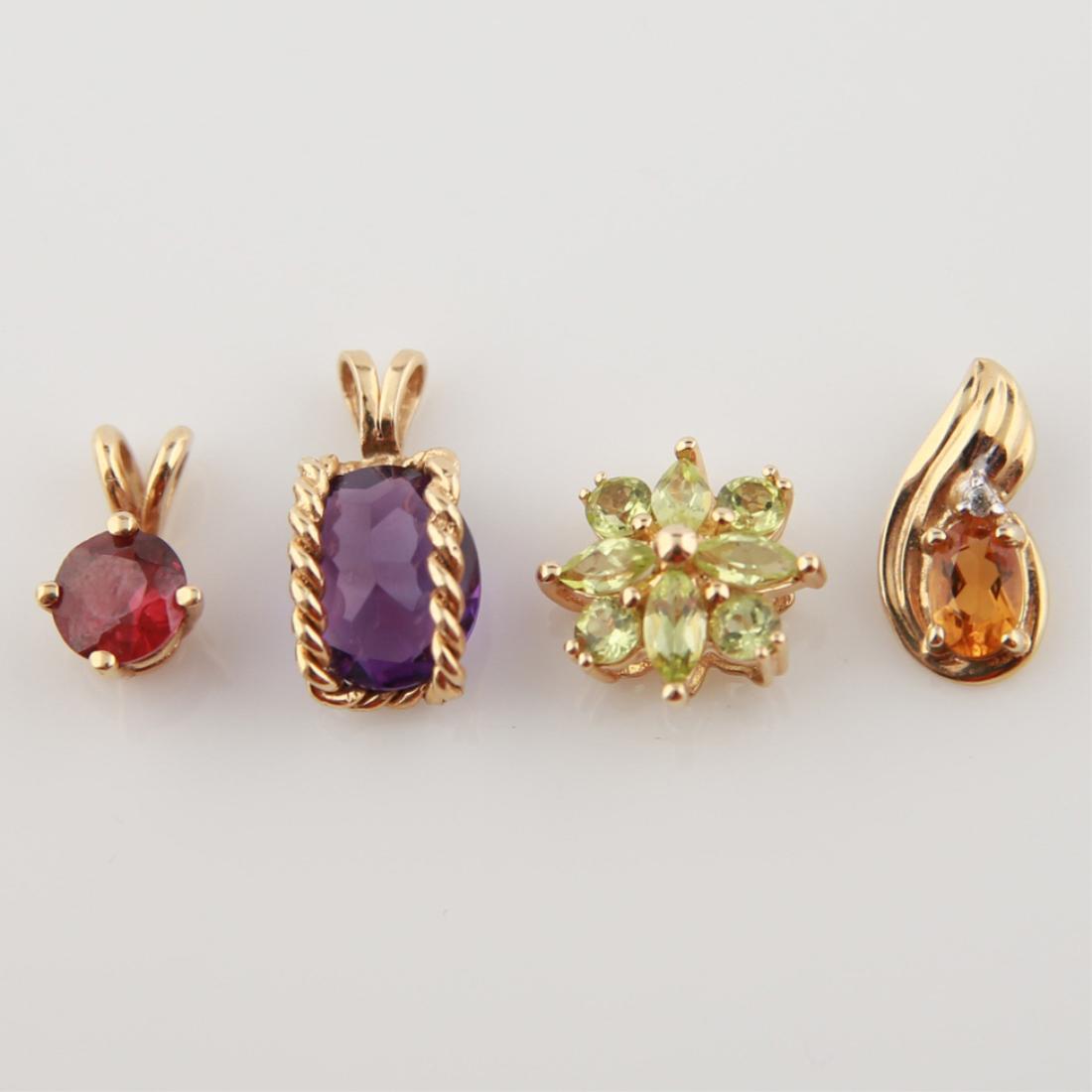 Four Assorted Semi-Precious Stone Pendants (1 of 3)