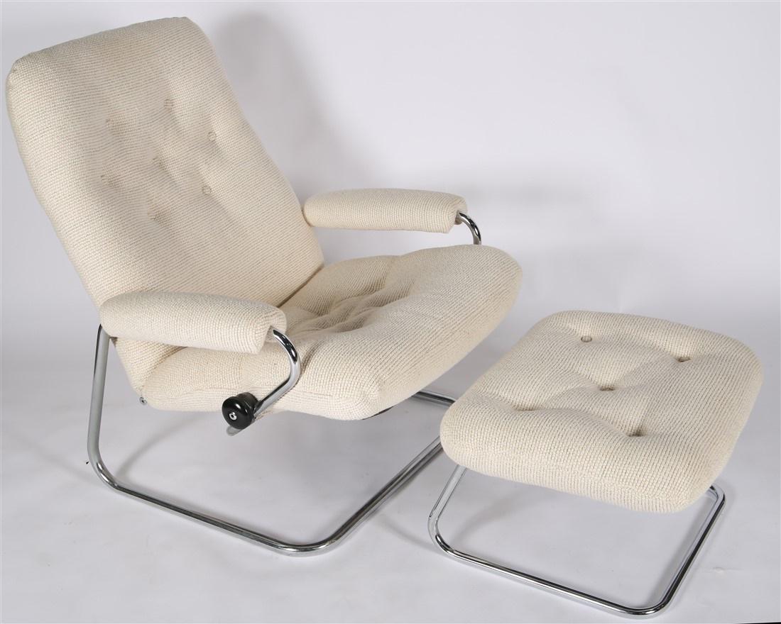 Norwegian Upholstered Chrome Lounge Chair (1 of 6)