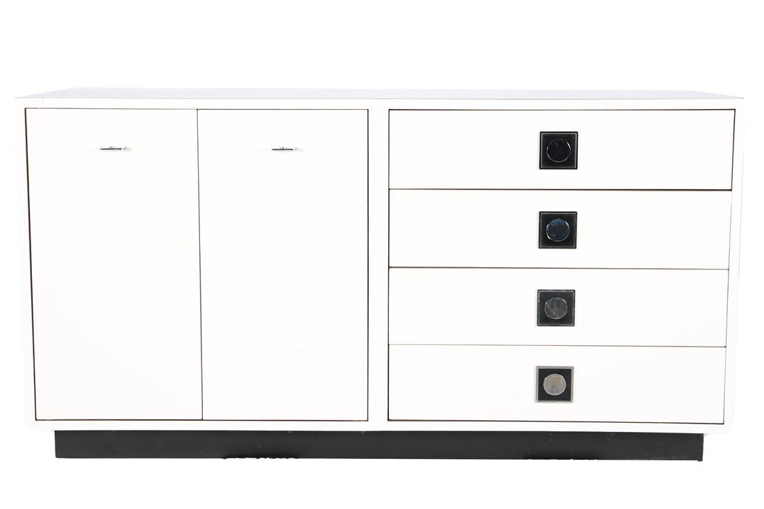 White Lacquered Chest with Chrome Pulls (1 of 4)