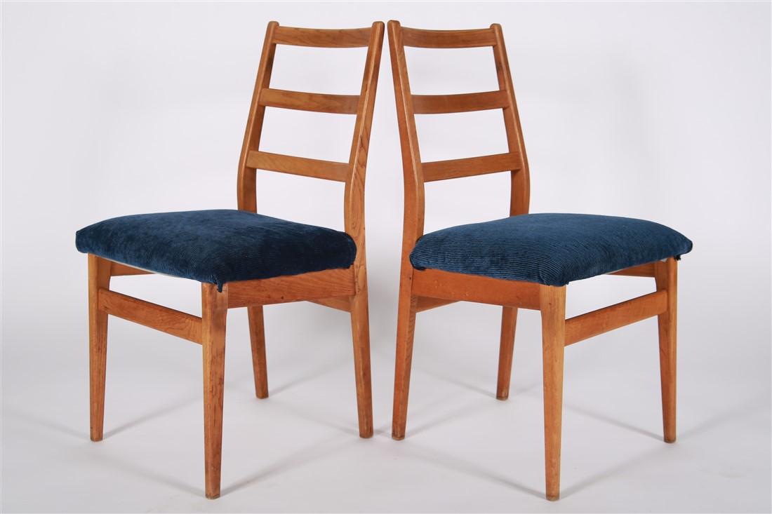 Pair of Swedish Corduroy Upholstered Side Chairs (1 of 8)
