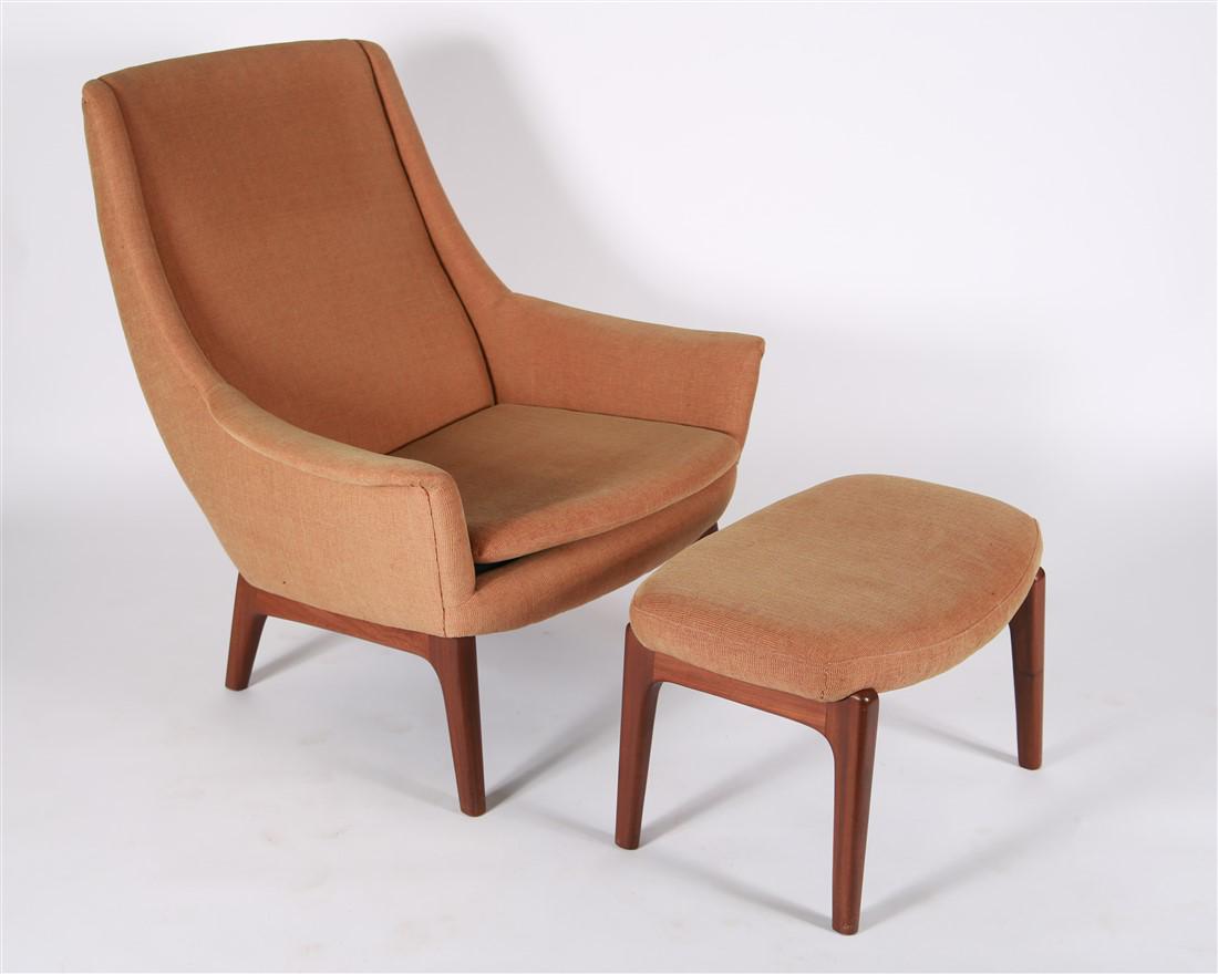 Mid Century Upholstered Lounge with Ottoman (1 of 5)