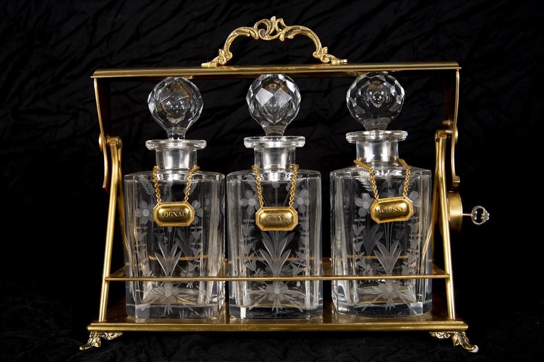 Italian Brass Locking Tantalus Set (1 of 8)
