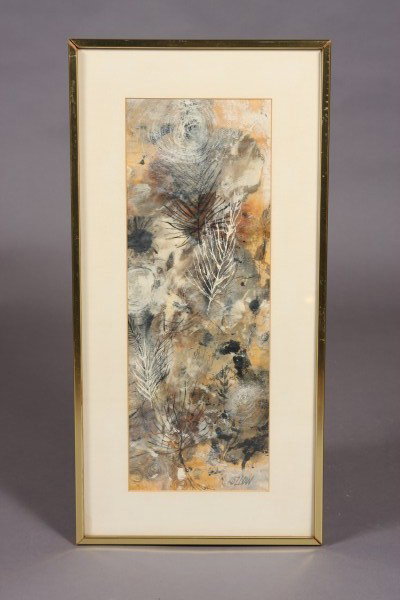 Richard Kozlow, (American, 1926-2008) Abstracted L: Watercolor, ink and tempera on paper. Signed lower right. Dimensions: 20" x 7". Condition: Appears fine.