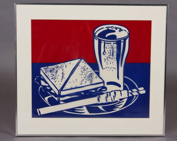 Roy Lichtenstein, (American, 1923-1997), "Sandwich: Screen print. Dimensions: Image 19" x 22 1/2"; Frame 25 1/2" x 29".