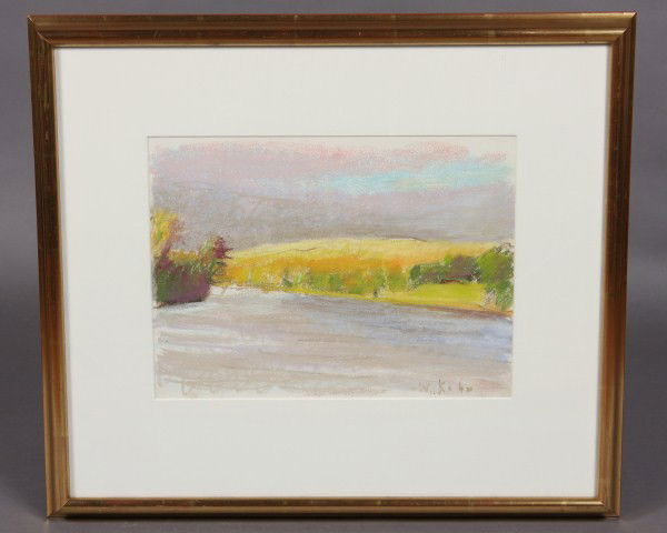 Wolf Kahn, (American, B. 1927), "Yellow on the Riv: "Yellow on the Riverbank" 1992-1994, pastel on paper, signed lower right. Dimensions: 9" x 12"; Frame 16" x 18 1/2". Condition: Appears fine. Provenance: Marianne Friedland Gallery, Ontario, Canada, D