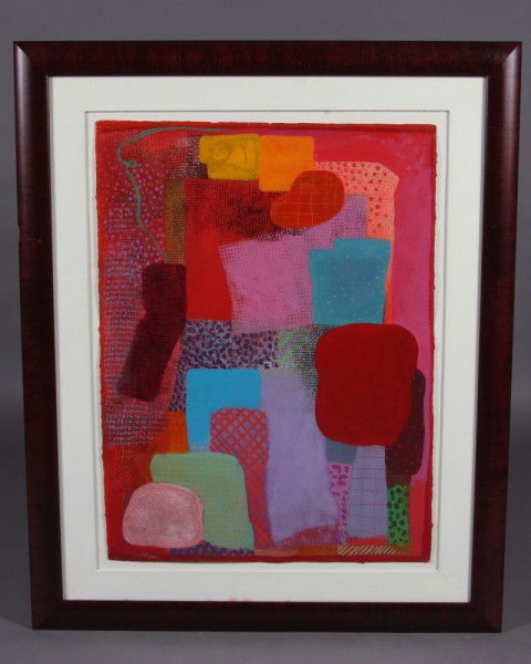 Robert Natkin (American, 1930-2010) "Bern Series": Robert Natkin (American, 1930-2010) "Bern Series" Acrylic on Paper. Signed Lower Left. Circa 1977. 31 3/4" x 23.Condition: Paper is rippled along the edges, small holes at the Four (4) corners. Paper