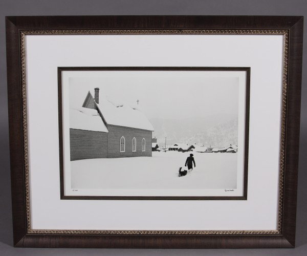 Alfred Eisenstaedt "Boy and Dog in Snowstorm": Alfred Eisenstaedt (American, 1898-1995) "Boy and Dog in Snowstorm" Gelatin Silver Print. 1938. Sheet size 11 1/2" x 17 1/4". Signed lower right. Numbered "15/250 ". Condition: Appears fine.