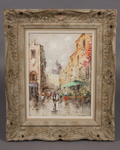 S. Bianchi, (European, 20th C.), "Montmartre": S. Bianchi (European, 20th Century). Oil on canvas, 12" x 16". Signed lower right. Condition: Appears fine.