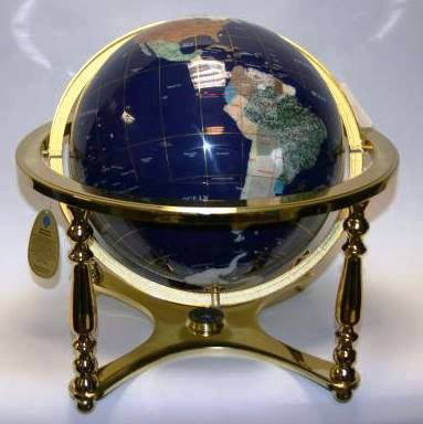 Replogle Globes Semi-Precious Stones Globe with St: Replogle Globes Semi-Precious Stones Globe with Stand and Compass, New. #785. Condition: Appears fine.