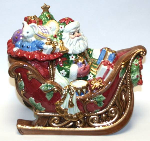 Fitz & Floyd "Santa's Sleigh" Cookie Jar, New in B: Fitz & Floyd "Santa's Sleigh" Cookie Jar, New in Box. #700B. Condition: Appears fine.
