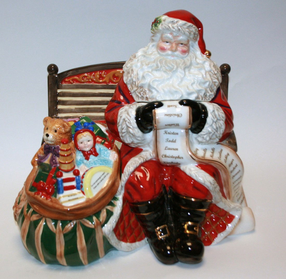 Fitz & Floyd "Santa's List" Musical Cookie & Candy: Fitz & Floyd "Santa's List" Musical Cookie & Candy Jar, New in Box. #716B. Condition: Appears fine.