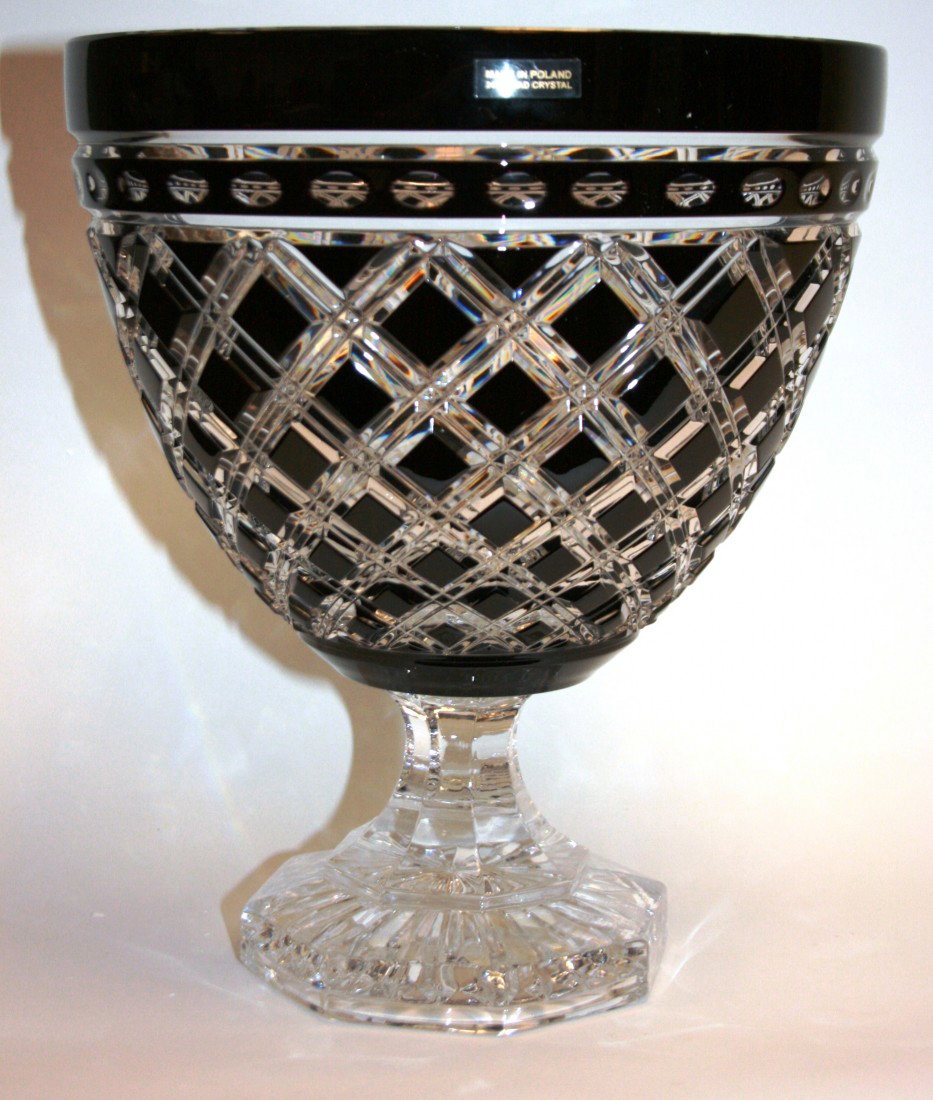 Black Cut Crystal Compote, 9", New in Box: Black Cut Crystal Compote, 9", New in Box. #703B. Condition: Appears fine.
