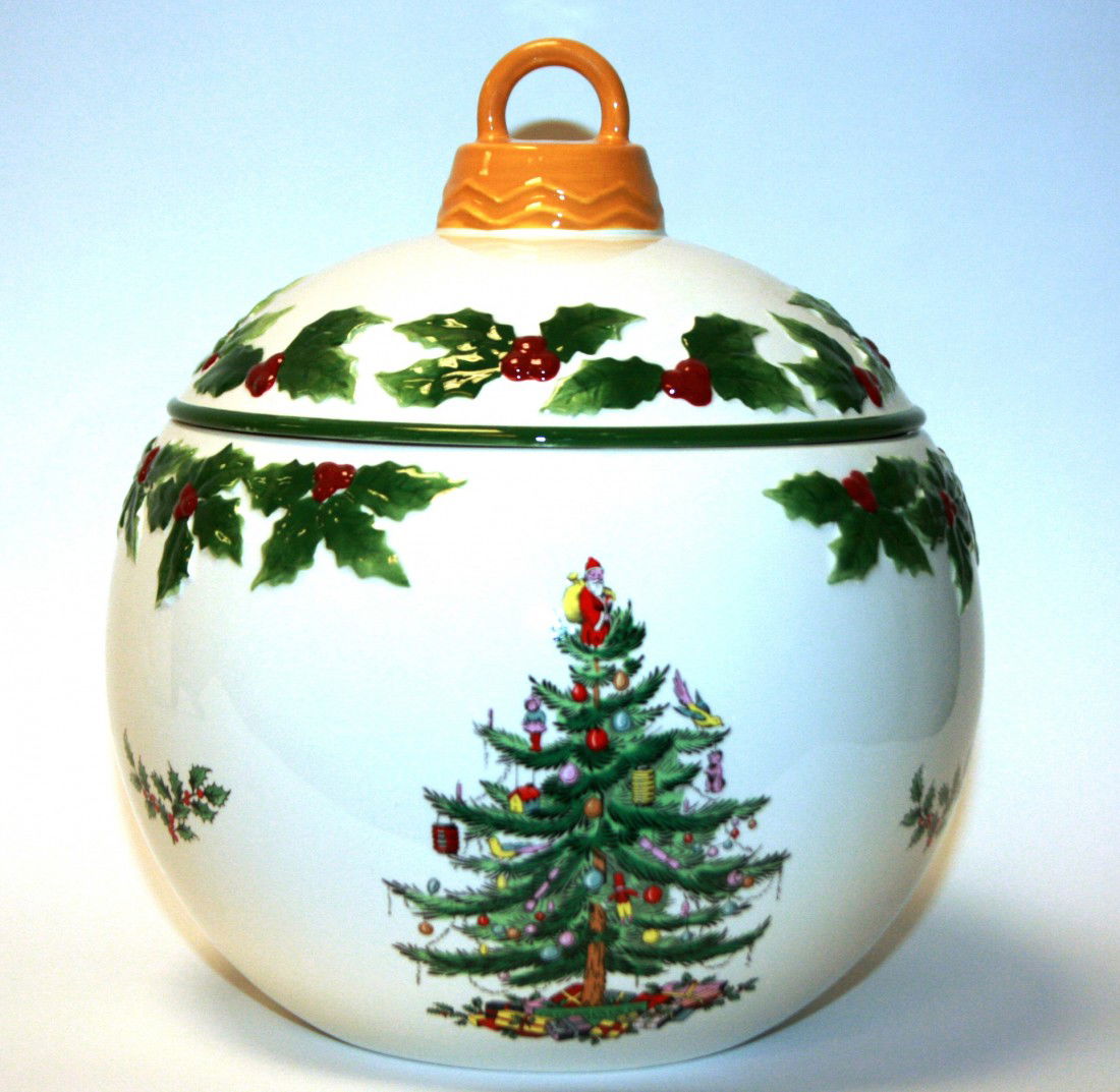 Spode "Bauble" Cookie Jar, New in Box: Spode "Bauble" Cookie Jar, New in Box. #682B. Condition: Appears fine.