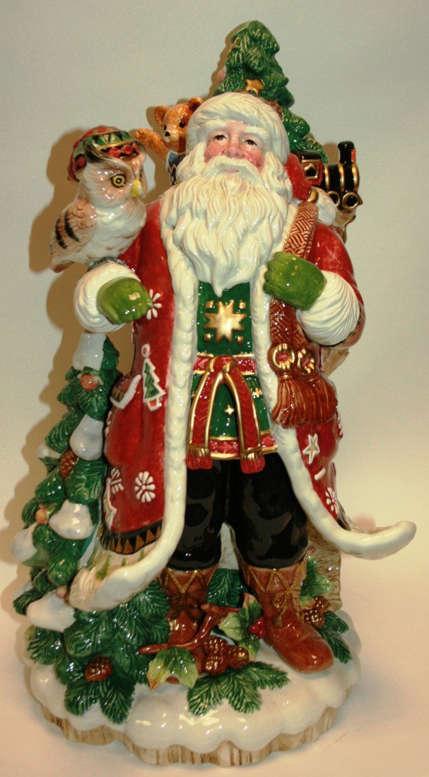 Fitz & Floyd "Christmas Lodge" Centerpiece Santa F: Fitz & Floyd "Christmas Lodge" Centerpiece Santa Figurine, New in Box. #601B. Condition: Appears fine.