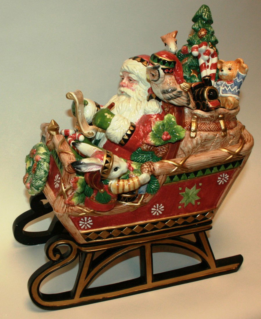 Fitz & Floyd "Christmas Lodge" Cookie Jar, New in: Fitz & Floyd "Christmas Lodge" Cookie Jar, New in Box. #591B. Condition: Appears fine.