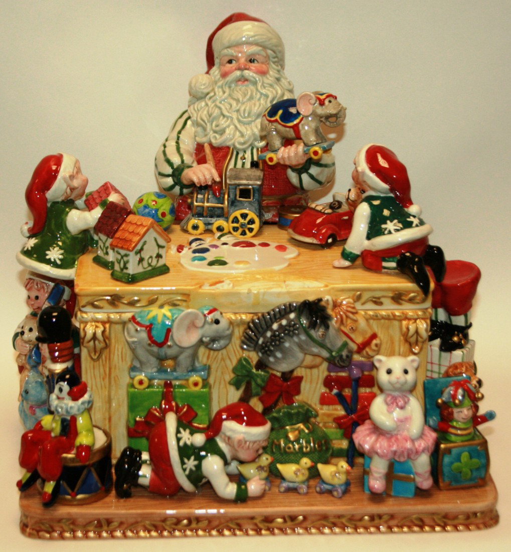 Fitz & Floyd Christmas Musical Cookie Jar, New in : Fitz & Floyd Christmas Musical Cookie Jar, New in Box. Plays "Toyland". #637B. Condition: Santa is broken.