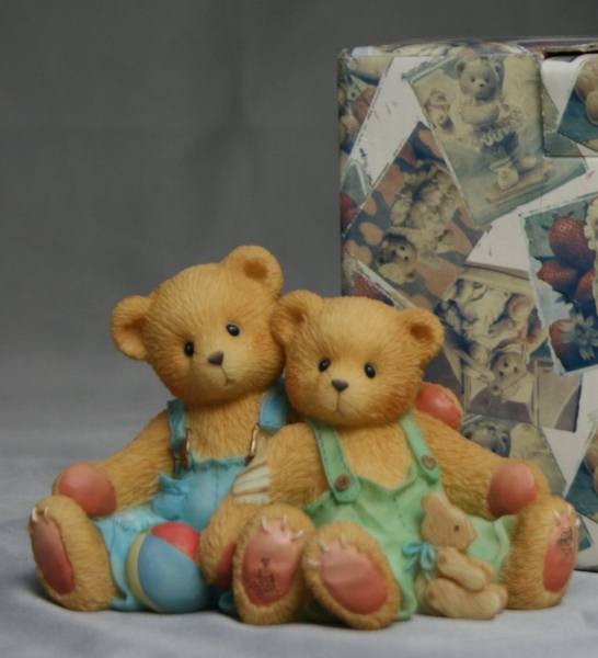 Cherished Teddies Travis and Tucker "We're in Thi: Cherished Teddies "Travis and Tucker" "We're in This Together" boy bears with toys figurine. New in Box. #6B. Condition: Appears fine.