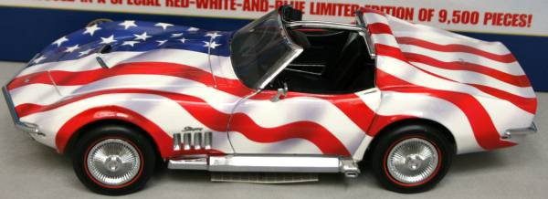 The Franklin Mint "Stars and Stripes" Corvette Sti: The Franklin Mint "Stars and Stripes" Corvette Stingray, New in Box. #258B. Condition: Appears fine.