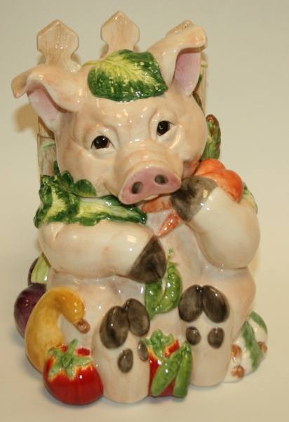 Fitz & Floyd "Percy the Pig" Cookie Jar, New in Bo: Fitz & Floyd "Percy the Pig" Cookie Jar, New in Box. #334B. Condition: Appears fine.