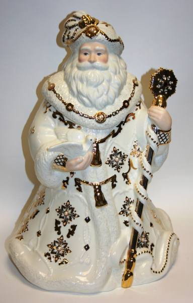 Fitz & Floyd "Florentine & Pearl" Jeweled Santa Co: Fitz & Floyd "Florentine & Pearl" Jeweled Santa Cookie Jar, New in Box. #434B. Condition: Appears fine.