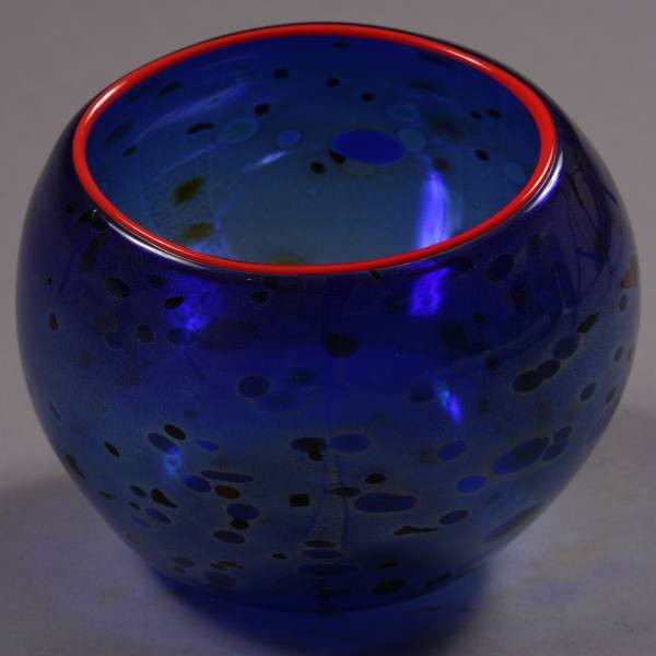 Dale Chihuly (American, b. 1941), Glass Basket: Dale Chihuly (American, b. 1941), cobalt blue glass basket. Dated "1994". Signed under foot and marked "pp-94". H: 7 1/2", D: 8". Condition: Appears fine.