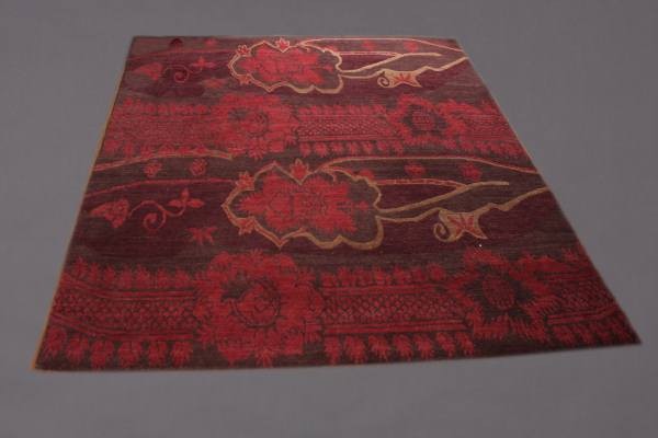 Contemporary Wool Rug, Nepal, 20th C., Odegard: Contemporary wool rug. Nepal, 20th Century, Made by Odegard. Brown field with wine and tan floral and geometric banding. 9' 7" x 8' 4 1/2". Condition: Appears fine.